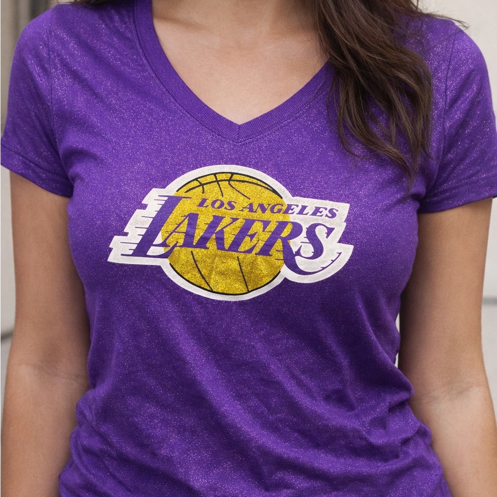 NBA Los Ángeles Laker T- shirts Purple V-Neck Sweater 100% cotton size XL